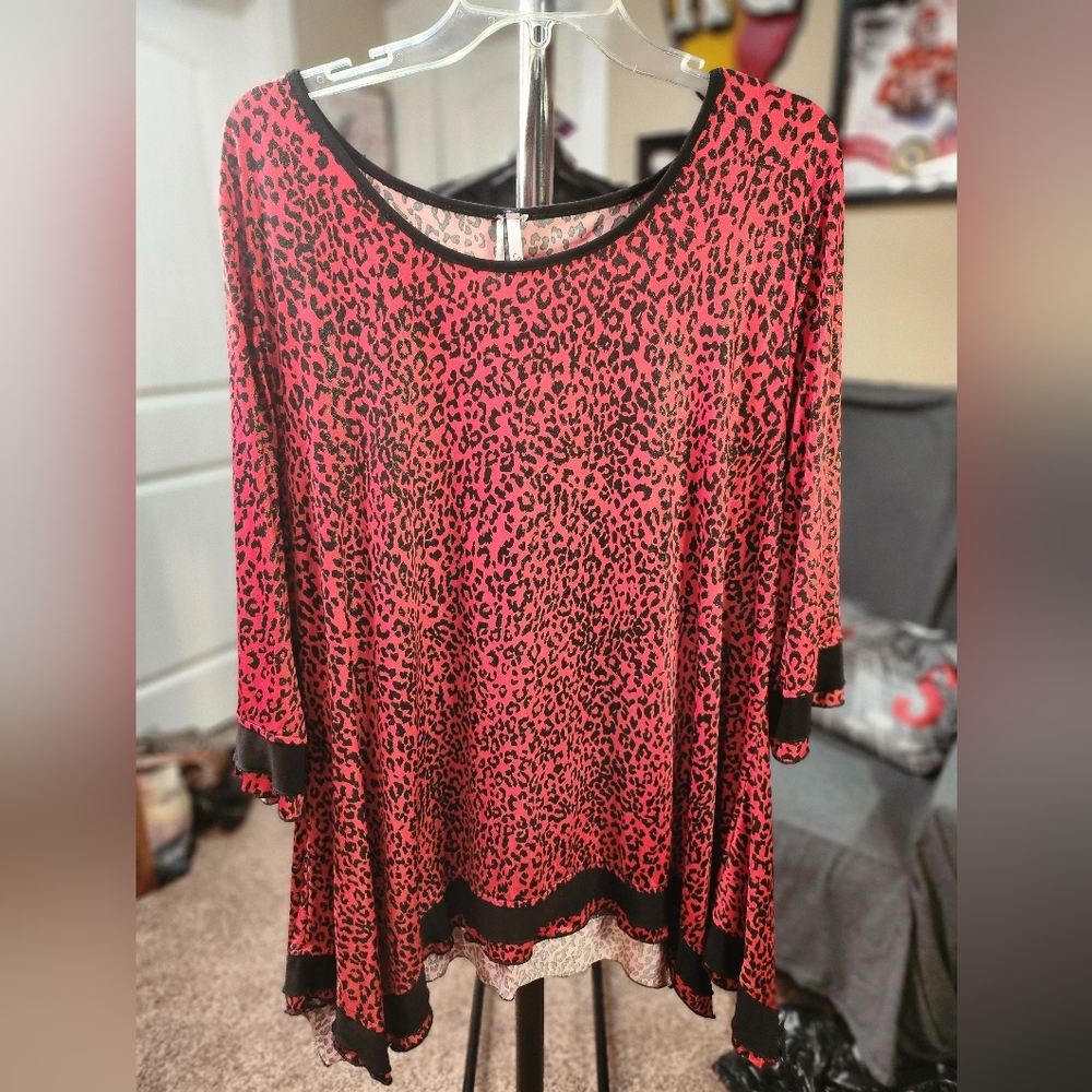 Seven Karet, Red Black Animal Print, 3X - Picture 2 of 12
